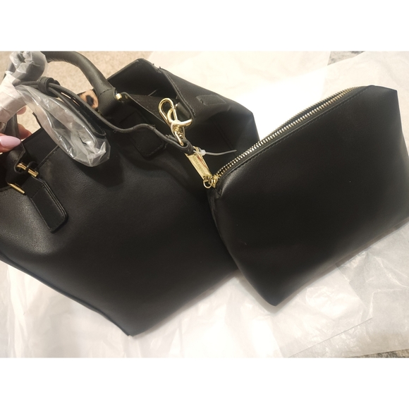 🆕️ NWT! Steve Madden Black Purse with Leopard Scarf & Matching Makeup Bag - Picture 14 of 14